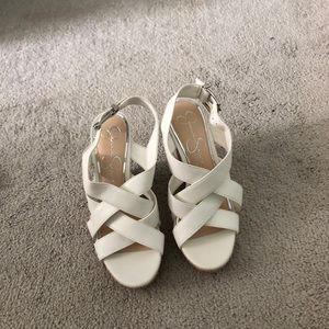 Jessica Simpson White Wedges